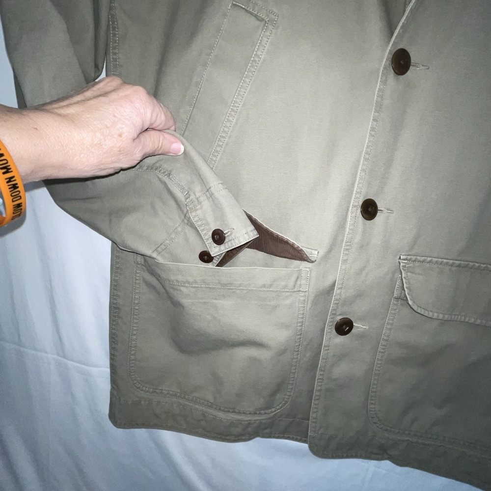 Vtg LL Bean Chore Coat Mens Medium 90s Fish Animal Lined Barn Farm Jacket 0BGW5 - Picture 5 of 16